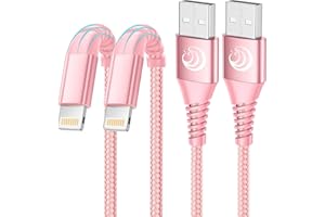 Aioneus iPhone Charger 6ft 2Pack, Apple Certified USB A to Lightning Cable Nylon Braided Phone Charger Cord Fast Charging for iPhone 14 13 12 11 Pro Xr Xs Max 10 8 7Plus 6 SE -Pink