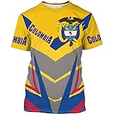 BJU Colombia Flag T-Shirt Flag Badge Graphic Tee 3D Printed Crewneck Short Sleeve Casual Top Unisex
