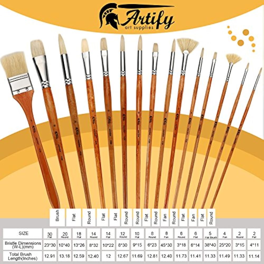 Artify 15 Paintbrush Sets Pcs Professional Brush Perfect For Oil