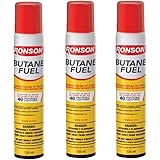 Ronson Lighter Butane Refill 135ML (Pack of 3) with Cleaning Cloths
