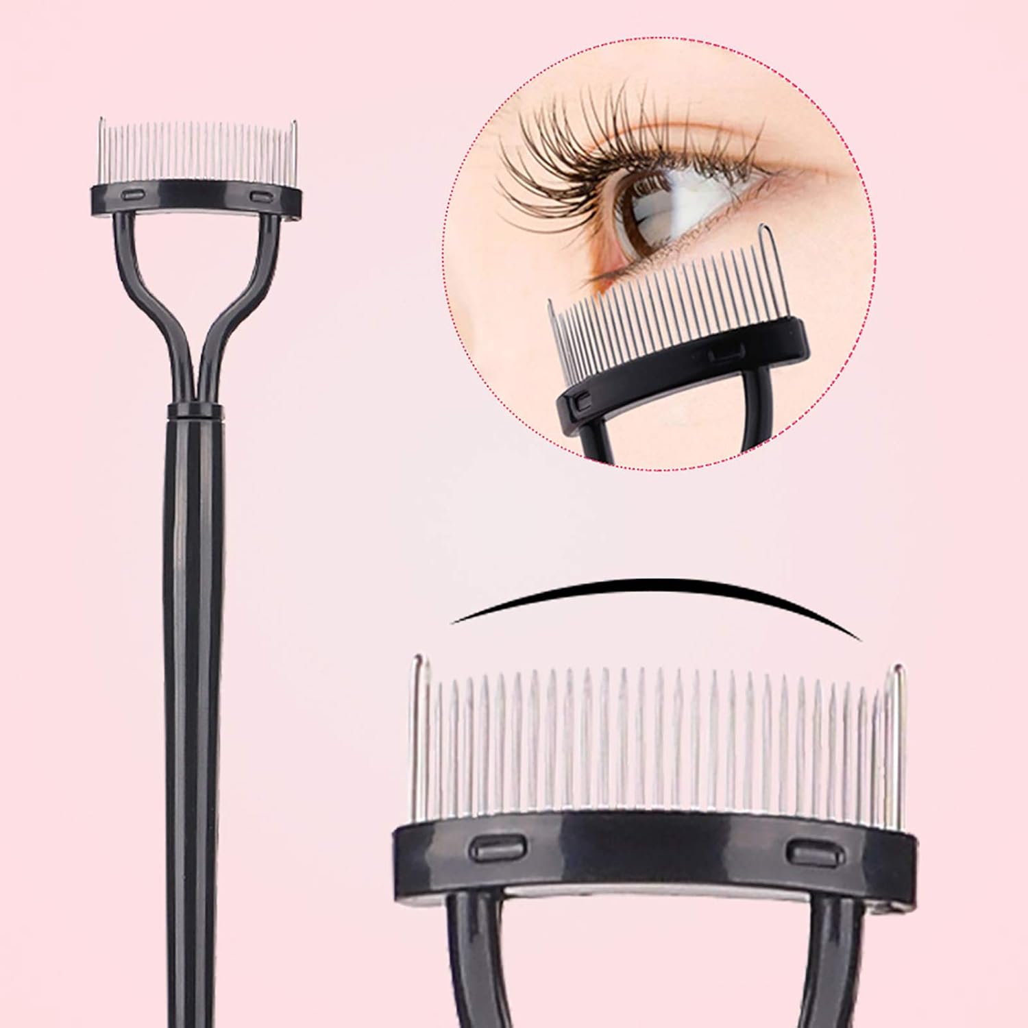 Eyelash Comb MSQ Eyelash Separator Mascara Applicator Eyelash Definer With Comb Cover Arc Designed Cosmetic Brushes Tool Black - Image 4