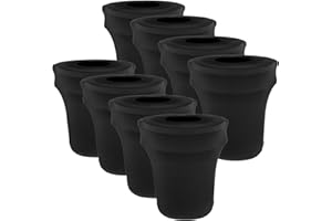 BSTKEY 32 Gallon Stretch Spandex Trash Can Cover, 8 Pack Outdoor Fitted Waste Container Cover Round Garbage Can Covers for Wedding Party Fundraiser Decor, Without Trash Can (Black)