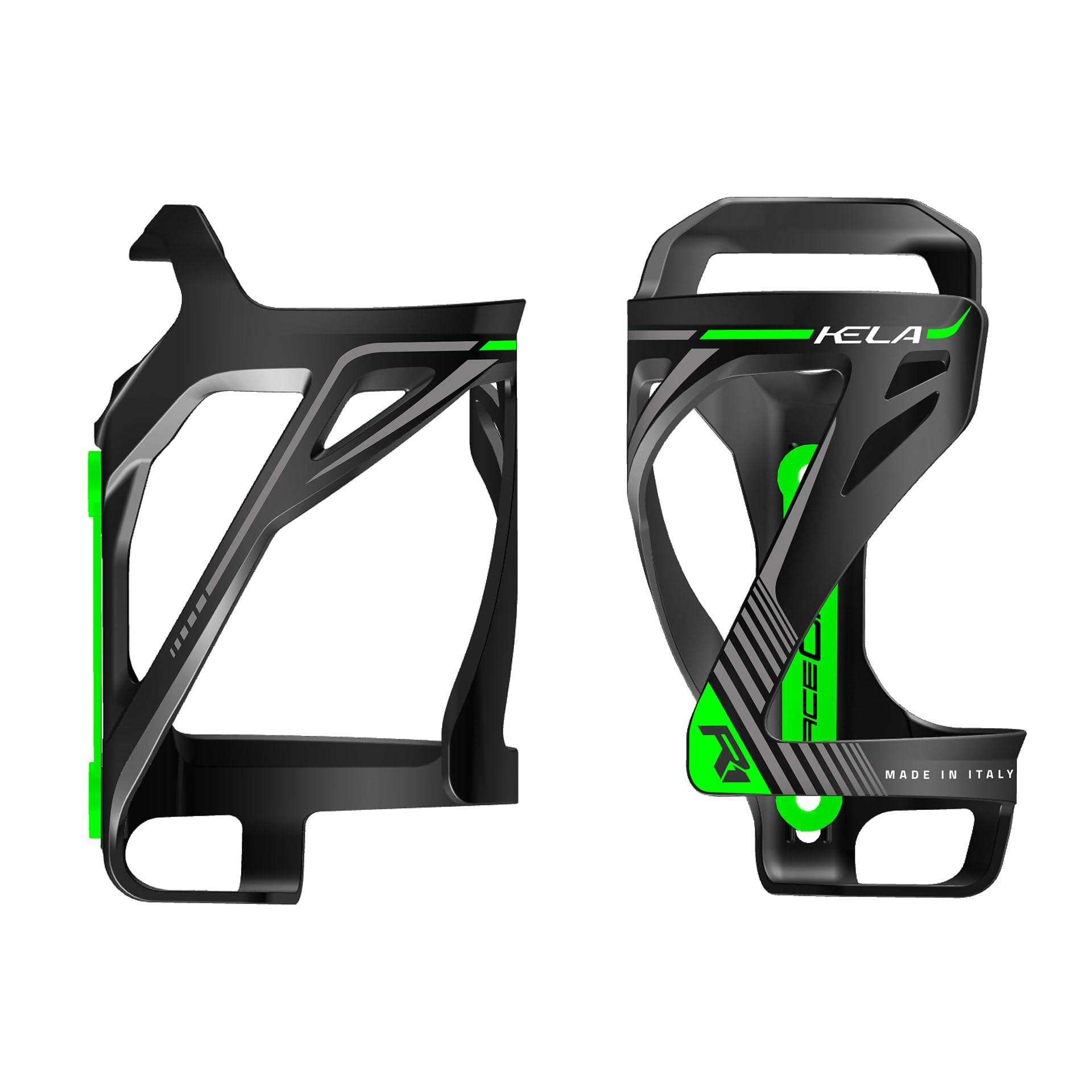 RaceOne - Kela Side Entry Water Bottle Cage for Bicycle Bottles in Black/Green