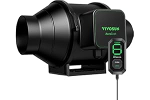 VIVOSUN AeroZesh S4 4-inch 208 CFM Inline Duct Fan with E12 Speed Controller, Entirely Programmable PWM-Controlled EC Fan for Grow Tent Ventilation