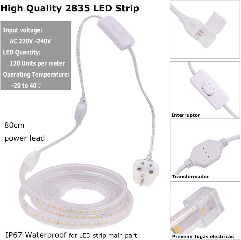 GQL 220V-240V LED Strip (Cut to 20cm) with Switch Power Supply - Image 4