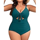 Aqua Eve Plus Size One Piece Swimsuit for Women Tummy Control Bathing Suit Cutout Swimwear
