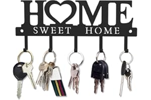 WIPHANY Key Holder Hooks Organizer Hanger Rack Wall Mounted with Screws and Anchors Home Sweet Home Wall Metal Decor for Entryway Front Door Kitchen Hallway Garage Mudroom Office 9.8inches/25cm