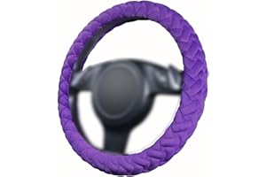 Flying Banner car Steering Wheel Cover Massage Velvet Warm Universal Size 15 inches SUV Truck Anti Slip Odorless Summer Winter (Purple, Velvet Massage)