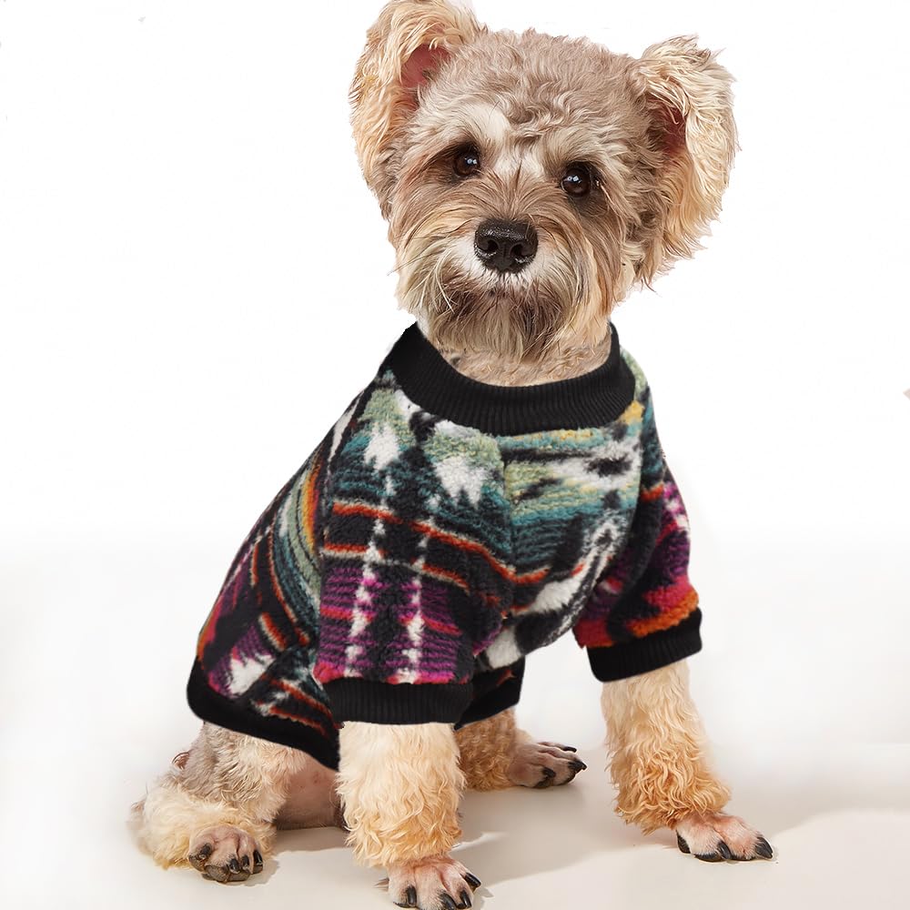 YAODHAOD Dog Jumper for Small Dogs,Fleece Dog Sweaters, Ethnic Style Dog Winter Clothes, Ultra Soft Thermal Winter Warm Puppy Sweatshirt，Pet Pullover Jumper for Boy Girl Dog Outfits (XL, Colorful )