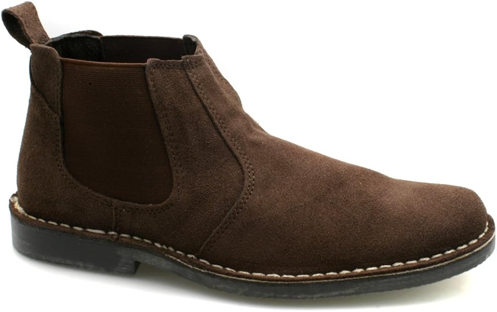 Mens Suede Twin Gusset Dark Brown Suede Ankle Chelsea Boots UK 12