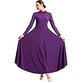 Sanmsoner Women Praise Dance Dress High Neck Long Sleeve Dancewear Worship Liturgical Dress