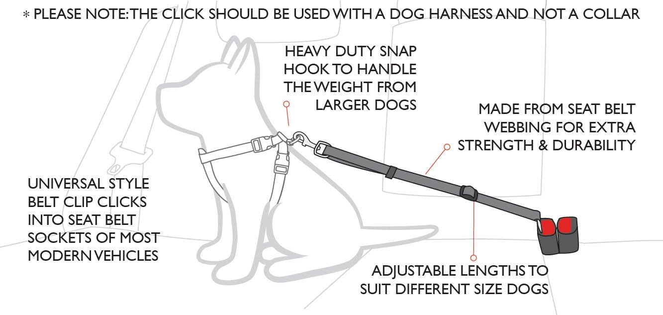 EZYDOG Adjustable Dog Seat Belt Attachment Car - Car Restraint Harness, black, 43-65cm - Image 4