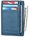 kinzd Minimalist Wallets For Women Rfid Blocking Protector Credit Card Holder Front Pocket Wallet Card Case Blue Oiled Waxed Leather Slim Thin Wallet For Mens