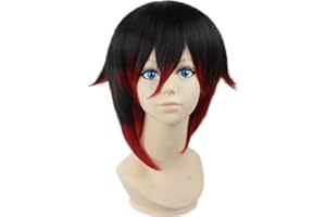 COSPLAZA Cosplay Wig Halloween Black Red Ruby Rose Women Anime Show Short Party Anime Show Hair