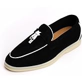 XOBZJH Women's Leather Suede Loafers Flats – Slip-On Penny Loafers with Soft, Comfortable Driving & Dress Shoes for Casual Office Work All Day