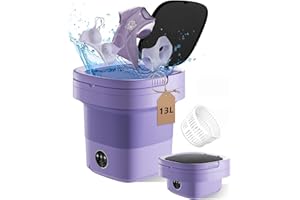 MIHEQIKQI Portable Washing Machine,13L Laundry Washer with 3 Modes Deep Cleaning for Underwear,Baby Clothes,Shirt,Small Delicates. Mini Foldable Washer and Dryer Combo for Apartment,Hotel,Camp,RV,Travel(Purple)