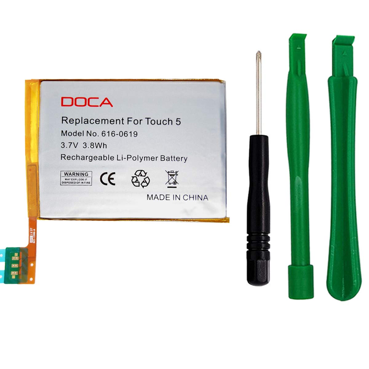 Replacement Battery for iPod Touch 5th Gen, DOCA 3.7V Li-Polymer  Rechargeable Battery with Opening Pry Tool Kits - Compatible with iPod Touch  6th Generation ...
