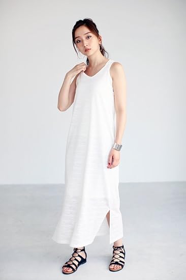 Amazon Co Jp Azul By Moussy スラブjqdボーダーsetタンクマキシワンピースs O Wht 服 ファッション小物