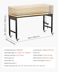 VEVOR Adjustable Workbench, 60 Inch Work Bench with