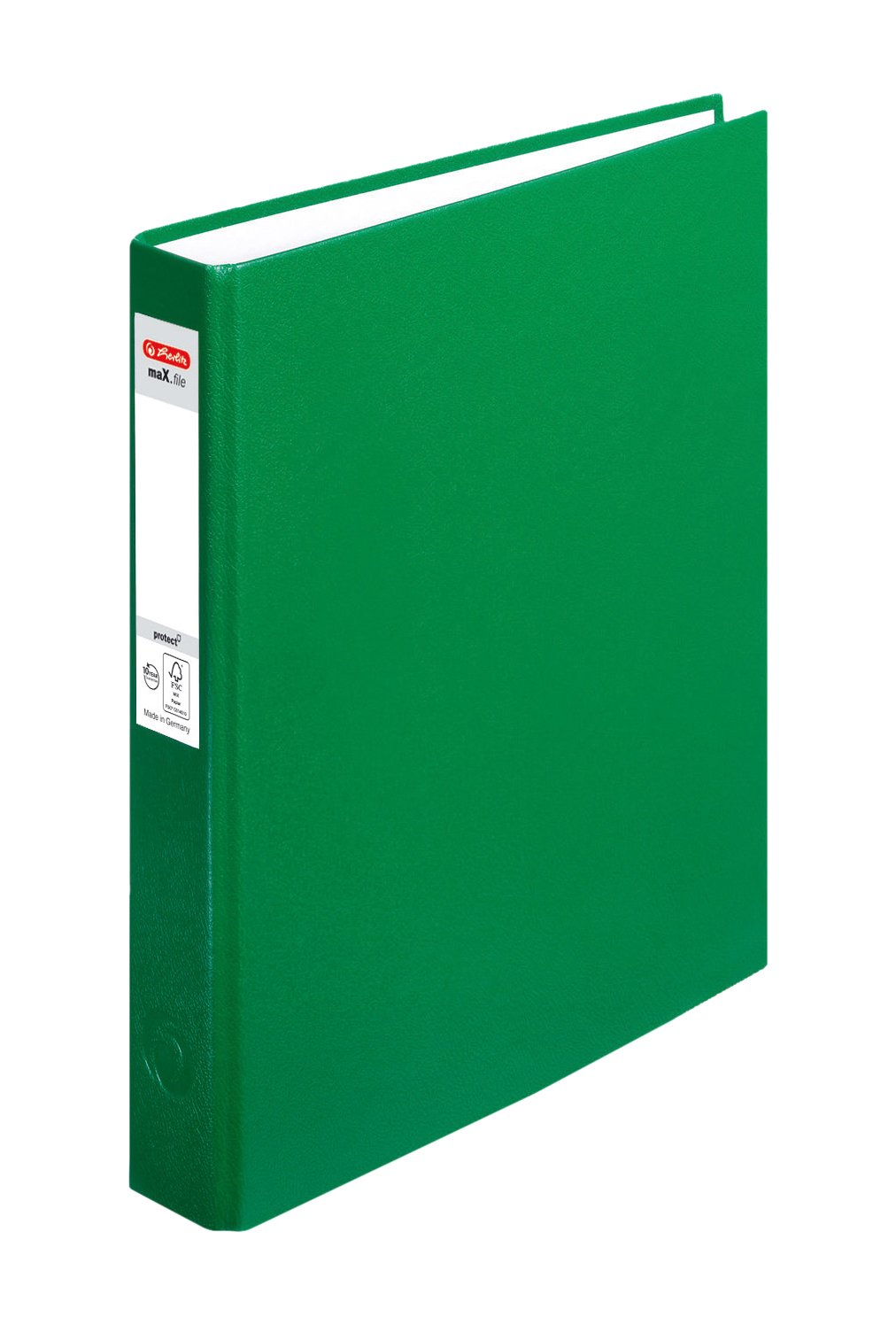 Herlitz Max File Protect Ring Binder A5, 2-Ring Combination Mechanism, Green, 25 mm Filling Height — image 1