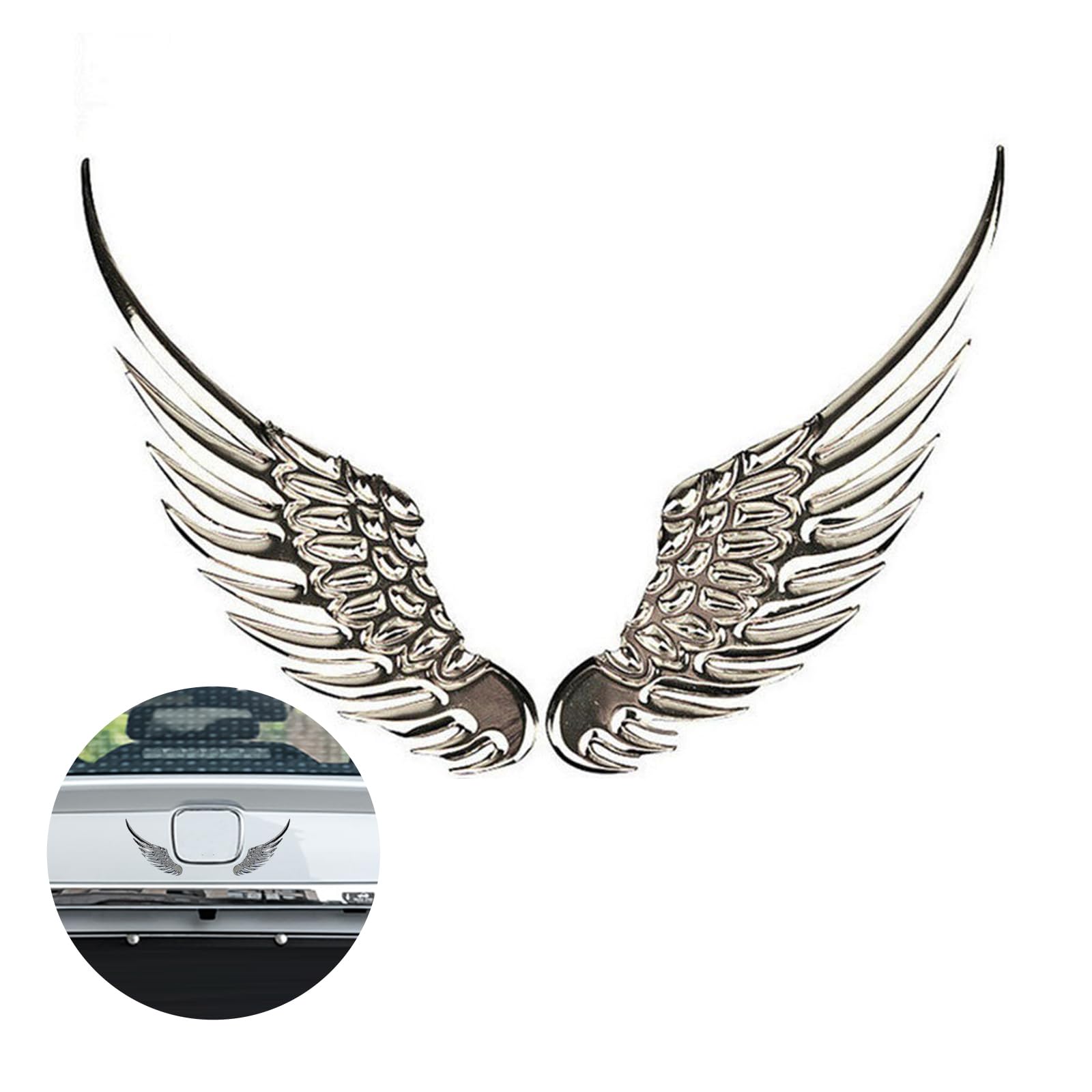 1 Pair Silver Angel Wings Sticker, 4.92in*1.37