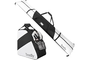 TENFLY Ski Bag and Boot Bag Combo, Snow Ski Bags for Air Travel, Water- resistant Safety Reinforce Ski Travel Bag
