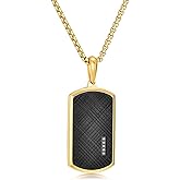 GAVU Dog Tag Necklace for Men, Stainless Steel Pendant Nekclace for Men, Black Necklace for Men