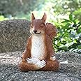 9" Meditation Squirrel Big Size Monkey Statue for Garden Decoration, Animal Yoga Figurine Feng Shui Statue Ornament Zen Squirrel Figurines Gifts for Women/Mom-Indoor and Outdoor Animal Sculpture