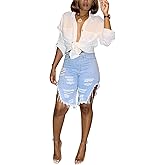 SIAEAMRG High Waisted Womens Jean Shorts for Summer, Casual Summer Stretchy Frayed Raw Hem Teen Girls Denim Shorts