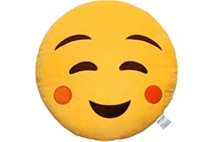 Emoji Relaxed Face Emoticon Cushion Stuffed Plush Soft Pillow, Official Certified, EvZ 32cm Yellow