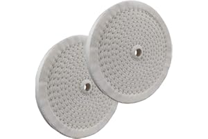 PR PURUI PURUI 2PC 6 Inch Polishing Buffing Wheels for Bench Grinder Spiral Sewn with 1/2" Arbor Hole and 1/2" Thickness White Cotton for Final Finishing on All Metals