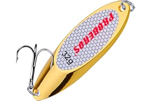 PROBEROS Fishing Spoons Lures Bass Baits Jigging Bait Tackle with Treble Hooks Hard Metal Spoon Fishing Lure Weight Pick 10 Pcs/Pack Silver Gold