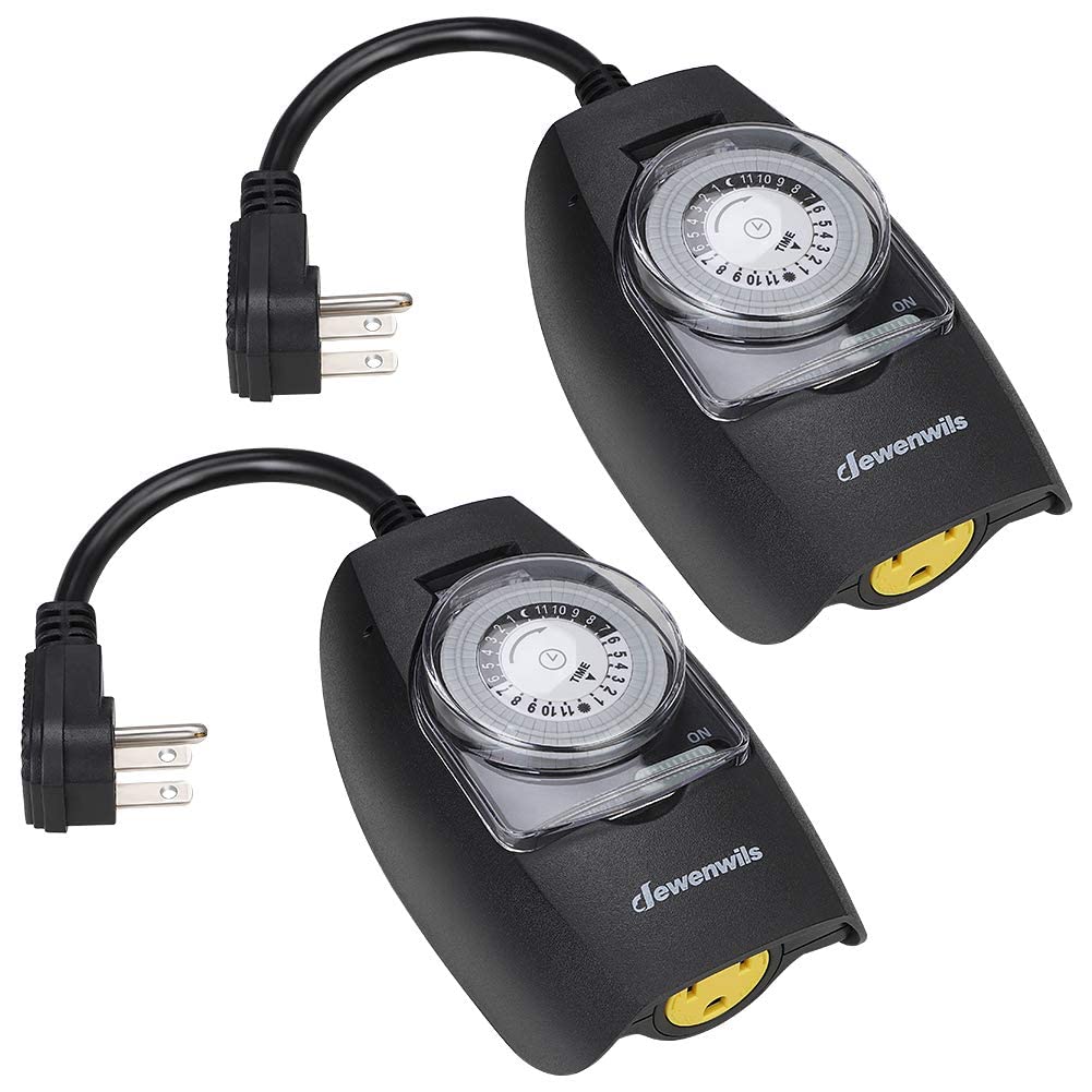 Photo 1 of DEWENWILS Outdoor Light Timer Waterproof, 24-Hour Programmable Plug in Timer for Electrical Outlets, Holiday Decorations, String Light,13A 1/2 HP, UL Listed