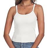 EdgeVibe Women's Sleeveless Tank Top Summer Fitted Scoop Neck Tunics Ribbed Basic Plus Size Cami Shirts, White 2XL
