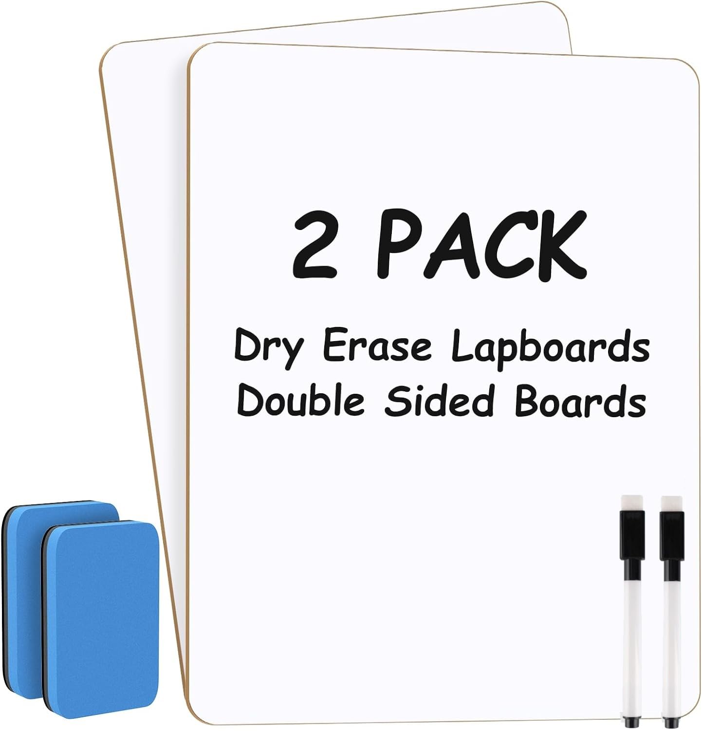 KAHEIGN 2Pcs Small Dry Erase White Boards, 21CM x 30CM Double Sided Mini Whiteboard Durable Portable White Board with 2 Pens and 2 Erasers - for Student Teacher Classroom Home Office Supplies