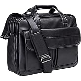 Leather Briefcases for Mens Laptop Messenger Bags Large Computer Shoulder Bag Satchel Bag for Office Business Travel