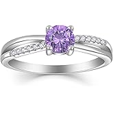 Viskyna Infinity Promise Ring for Her 925 Sterling Silver Birthstone Engagement Ring Wedding Eternity Anniversary Statement Ring for Women