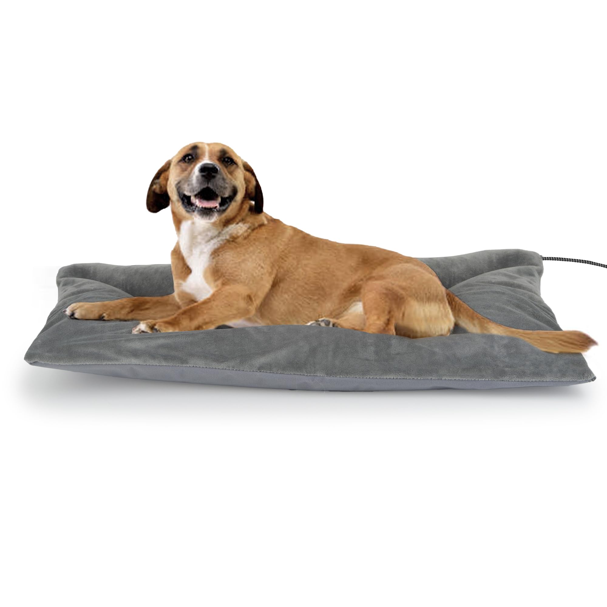 Petace Outdoor Heated Dog Bed, Soft Pet Heating Pad with Steel-Wrapped Cord, Outside Pet Warmer for Feral Cats and Dogs, 35.4" x 23.6", 80 Watts Image