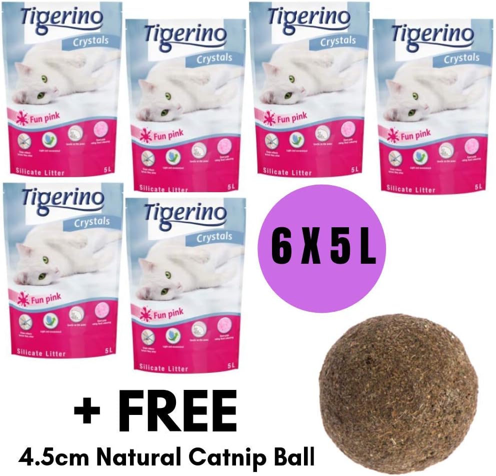 Tigerino Crystals Fun Pink Fine Grains Silicate Cat Litter 30L An Unscented Antibacterial