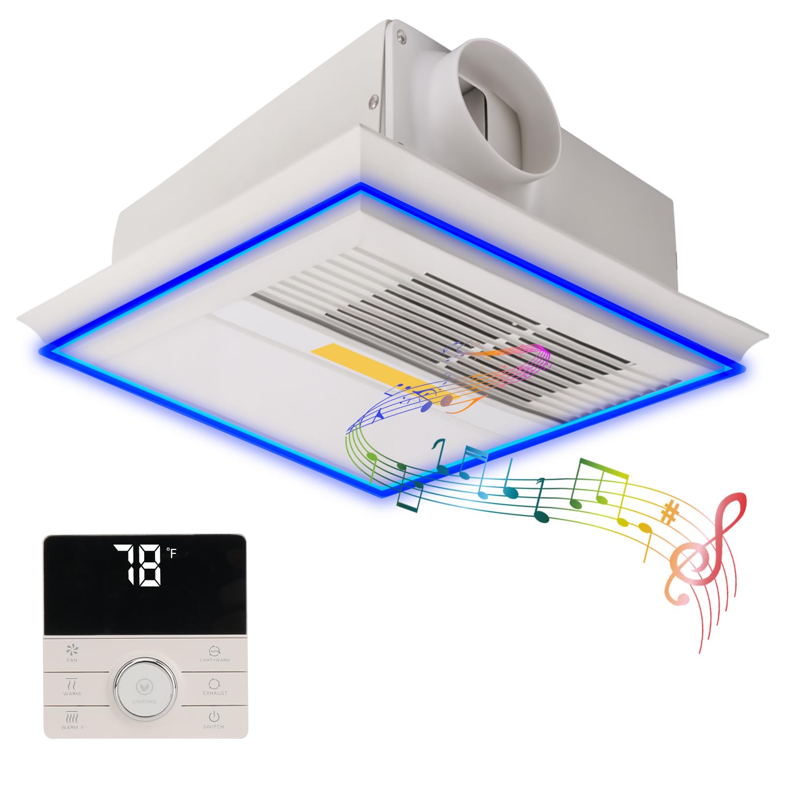 Photo 1 of Bathroom Exhaust Fan with Bluetooth Speaker, Exhaust Fan with Light, Ventilation Fan with Heater, 160 CFM 1.0 Sonar, 5 Color Temperatures, 1 Sensor Night Light, 1 Remote Control, Easy to Install
