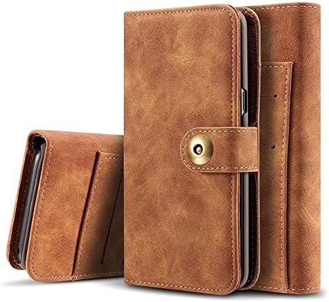 Galaxy S8 Plus Leather Wallets Case Flip Detachable Magnetic Hard Cover Folio Purse For Samsung Phone ( Brown )