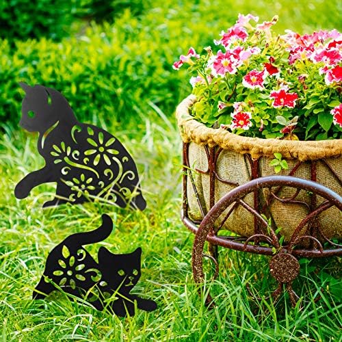 Steel cat garden stakes for backyard decor, set of 3, priced at $21.99.