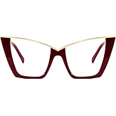 FEISEDY Fashion Cat Eye Blue Light Blocking Glasses for Women Fake Retro Eyeglasses Oversized Stylish Eyewear Frame B0240