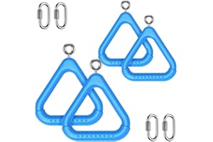 Dolibest 4Pcs Trapeze Swing Bar Rings with Carabiners, Swingset Accessories Outdoor for Ninja Swing Set Accessories Monkey Ring, Obstacle Ring Swing Toys Set for Kids (Blue)