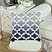 CaliTime Pack of 2 Canvas Throw Pillow Covers Cases for Couch Sofa Home Decor Modern Gradient Quatrefoil Accent Geometric 18 X 18 Inches Gray to Navy Blue