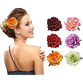 Ericotry 6 Piece Rose Flower Hair Clips - Elegant Large Floral Brooches & Hairpins for Women & Girls