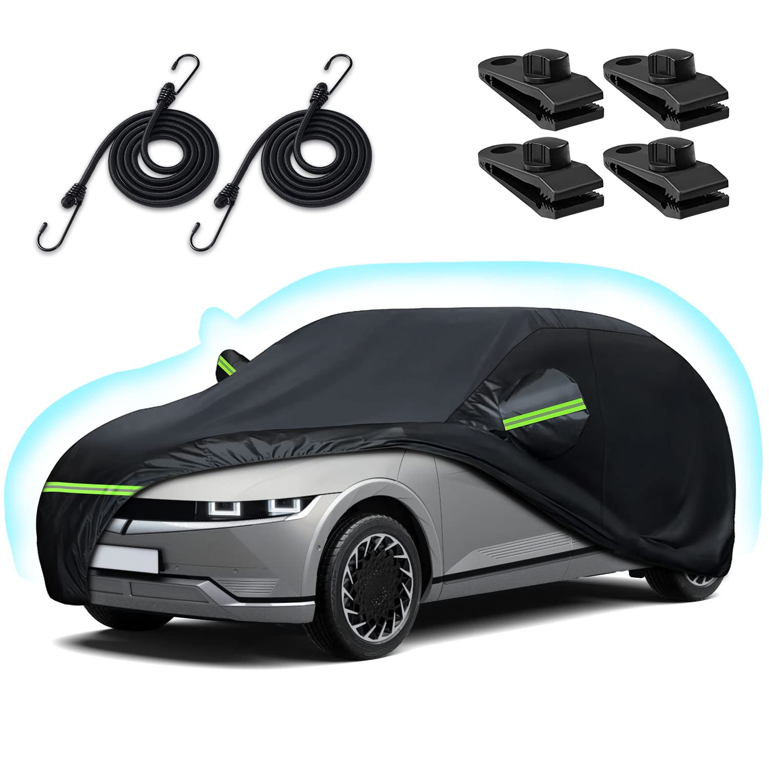 Photo 1 of Car Cover for 2022-2025 Hyundai Ioniq 5, Waterproof All Weather Rain Sun UV Protection Heavy Duty Full Car Cover with Charge Port Opening & Windproof Straps for Hyundai Ioniq 5-Black