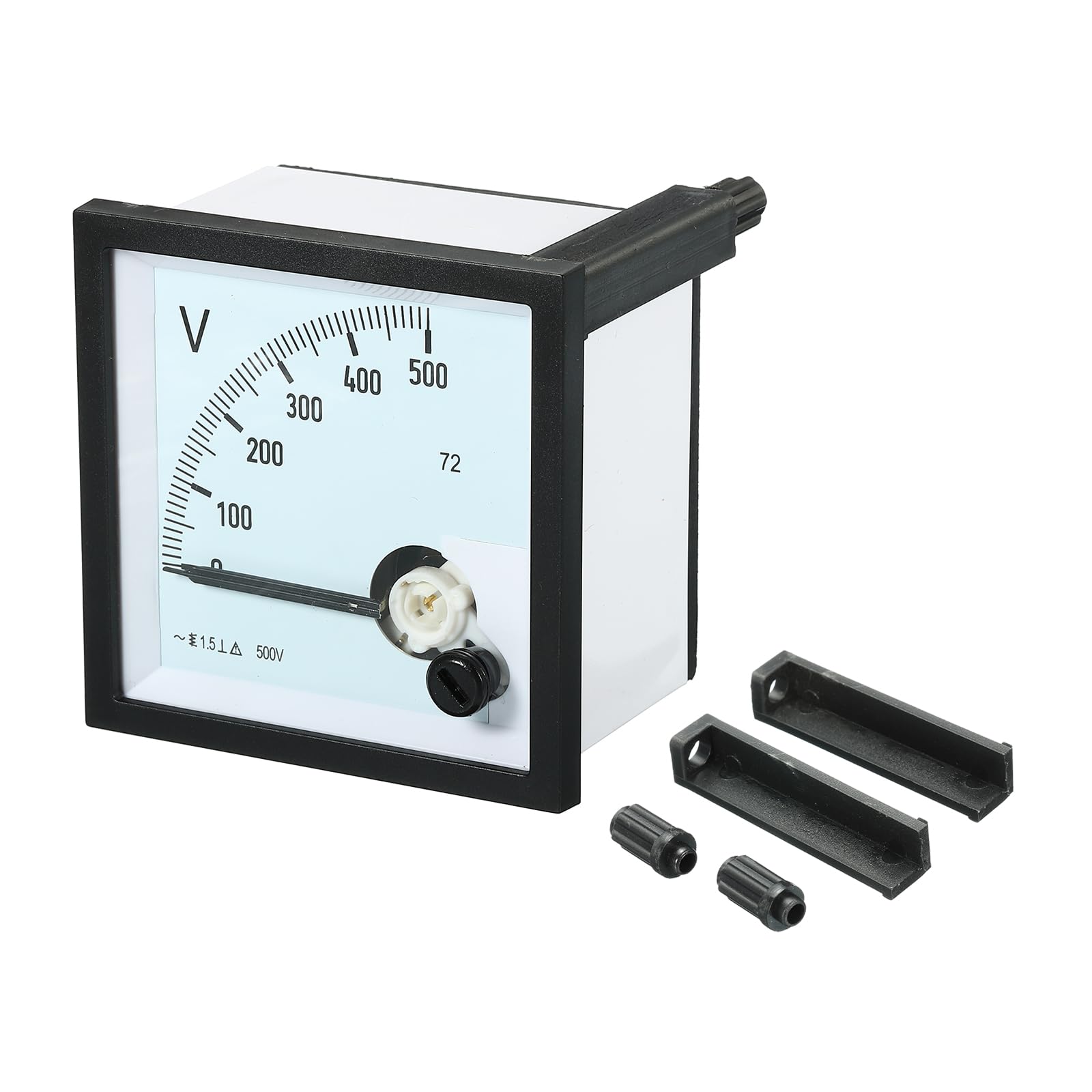 YOKIVE Analog Panel Voltmeter, AC 0-500V Zero Setting Dial Volt Meter Gauge, Great for Circuit Testing Measurement Equipment (White, Clear, Black, Square)