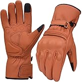 Harssidanzar Men Winter Motorcycle Gloves,Genuine Leather Full Finger Touchscreen Thermal Lined with Thinsulate Waterproof Motorcycles Motorbike Riding Gloves KM048US