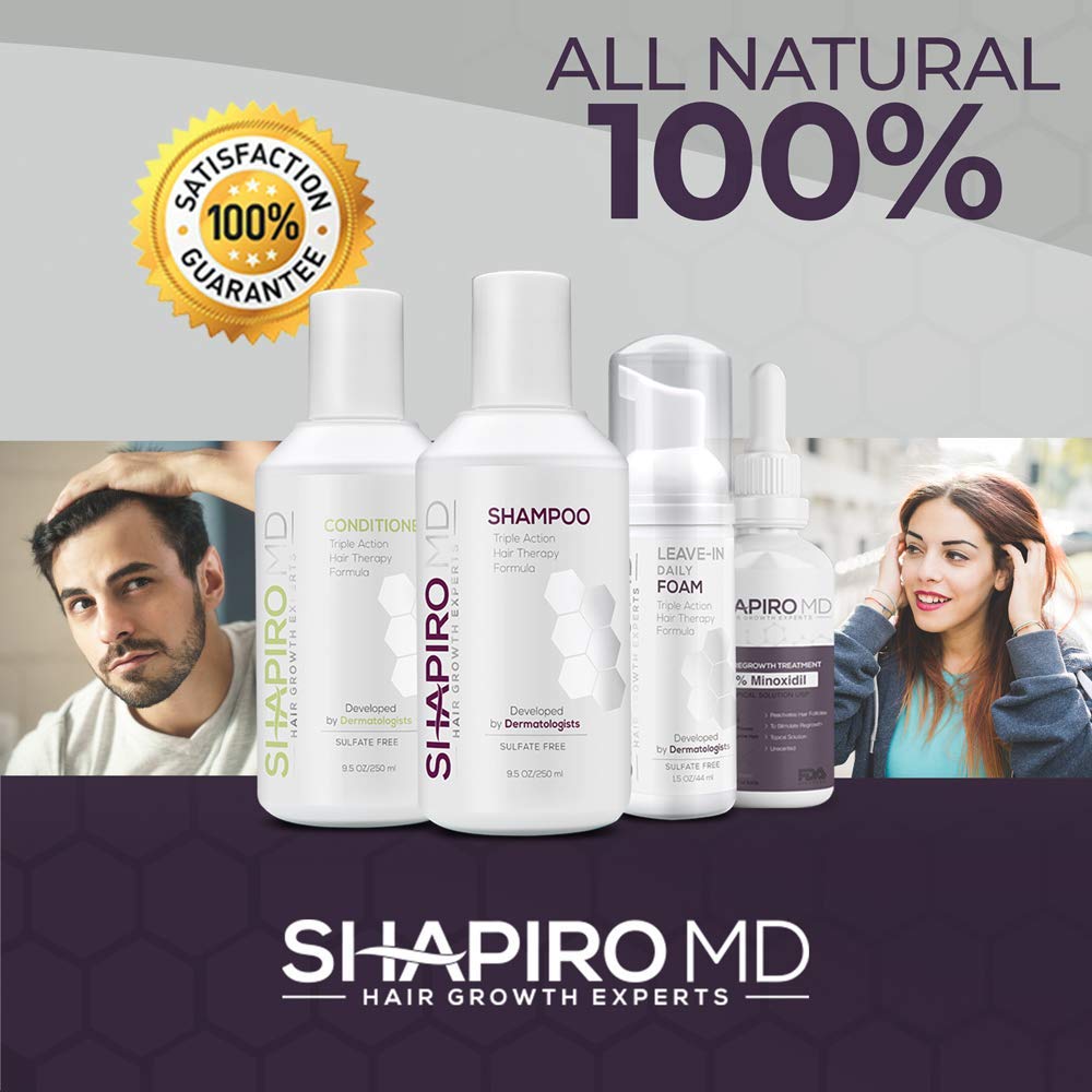 Hair Loss Shampoo | All-Natural Vegan Formula, DHT Blockers for Thinning Hair Developed by Dermatologists | Experience Healthier, Fuller and Thicker Looking Hair - Shapiro MD | 2-Month Hair Shampoo Supply: Beauty